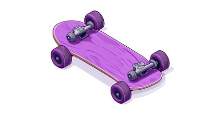 Poster - A purple skateboard with wheels, designed for recreational use and transport.