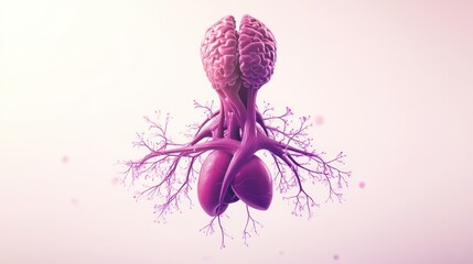 Poster - A surreal illustration combining brain, lungs, and heart in a vibrant, interconnected design.