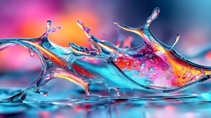 Wall Mural - A colorful splash of water on a blue background