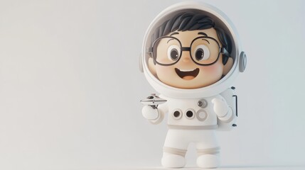 Aufkleber - A cheerful cartoon astronaut holding a small spaceship, symbolizing exploration and adventure.