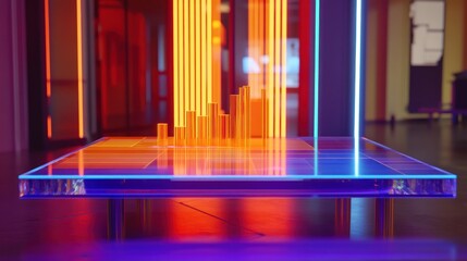 Aufkleber - A vibrant display of illuminated bars on a transparent surface, showcasing data visualization.
