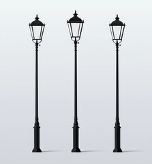 Canvas Print - Elegant Black Street Lamps - City Lighting Design