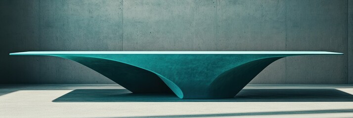 Poster - A sleek, modern table with a unique, sculptural design in a minimalist space.