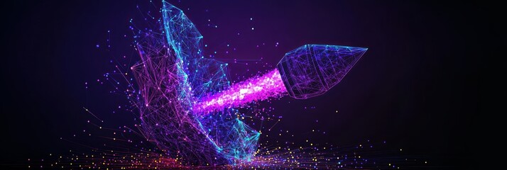 Aufkleber - A vibrant digital illustration of a stylized arrow breaking through a surface.