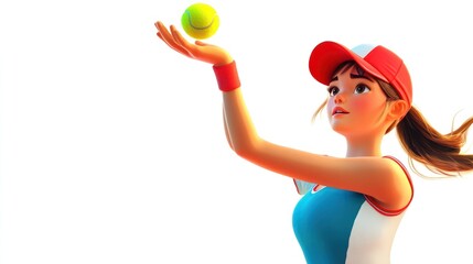 Aufkleber - A young woman prepares to serve a tennis ball, showcasing sports enthusiasm and focus.