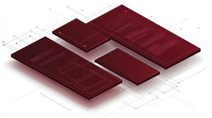 Poster - Abstract digital design featuring layered geometric shapes in a red color scheme.