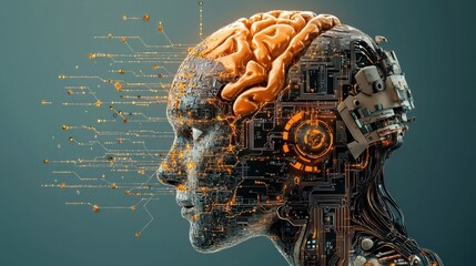 Leinwandbilder - Exploring the glitch effects of an ai brain visualization in a digital environment