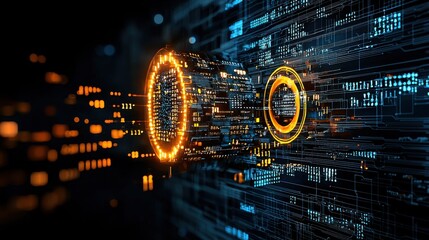Leinwandbilder - Visualizing compromised ai systems glowing data streams in digital environments cybersecurity insights and threat analysis