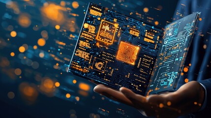 Leinwandbilder - Analyzing compromised ai systems through glowing data streams in digital environments a comprehensive technical overview