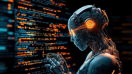 Fototapete - Exploring hacked ai code with encrypted error lines a vibrant standard in technology landscape