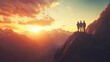 © YDstudio - Silhouettes of People on a Mountain Peak at Sunset
