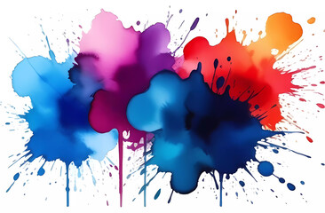 Wall Mural - Splashes of colored paints on a white background