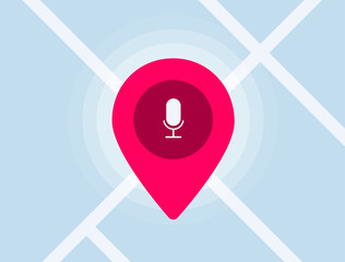 Poster - local voice searches and seo concept illustration. voice search in local seo enhances visibility, op