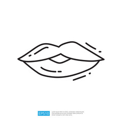 Poster - A minimalist illustration of a pair of lips, emphasizing a stylized design suitable for graphic resources or creative projects.