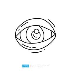 Poster - A simple line drawing of an eye, emphasizing its shape and features. The design is minimalistic and can be used for various graphic purposes.