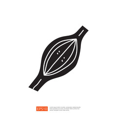 Poster - A minimalist black silhouette of an elongated shape resembling a seed pod, emphasizing simplicity and form.