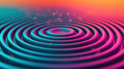 Poster - A vibrant, abstract image showcasing concentric waves in shades of teal and pink, creating a mesmerizing visual effect.