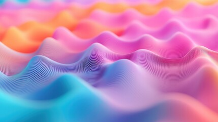 Poster - A vibrant wave pattern in shades of pink, blue, and orange, creating an abstract and energetic visual effect.
