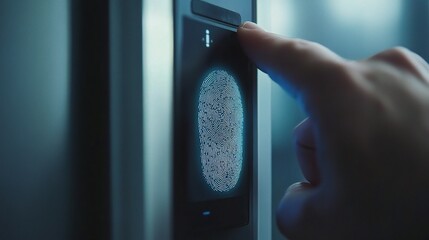 Poster - Futuristic Fingerprint Scanner Technology with Human Finger Engaging Touch Control for Security Access and Authentication in Modern Environment