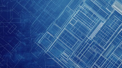 Wall Mural - Abstract Blueprint Design with Geometric Lines and Shapes on Deep Blue Background, Ideal for Technical and Artistic Projects in Architecture and Engineering