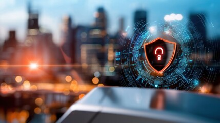 Poster - Digital Security Concept with Urban Background