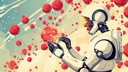 Poster - Futuristic Robot Interacting with Suspended Particles