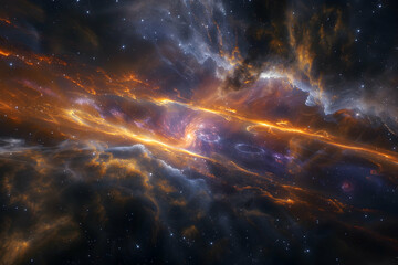Wall Mural - journey through space with radiant nebula and pulsars in a stunning galactic backdrop
