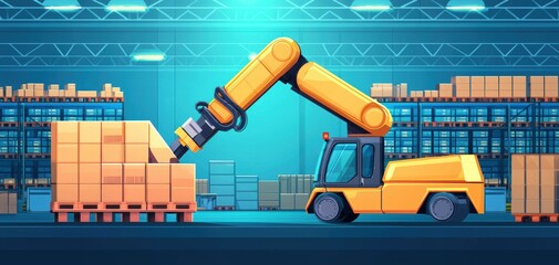 Poster - Efficient cargo handling advanced logistics practices in shipping facilities industrial warehouse futuristic concept