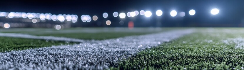 Poster - Nighttime view of a sports field with bright lights and artificial turf.