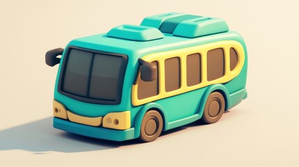 Poster - A colorful, cartoonish bus model designed for playful representation or educational purposes.