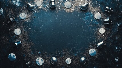 Poster - A celestial arrangement of planets and chess pieces in a cosmic setting.
