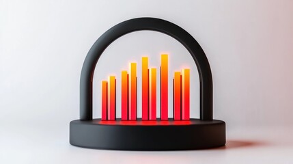 Poster - A modern audio visualizer with glowing bars in red and orange hues on a black base.