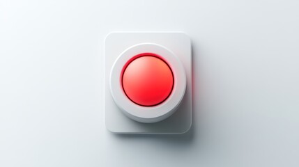 Fototapete - A large red button on a white background, suggesting a prompt or action.
