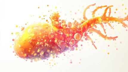 Poster - Abstract representation of a cellular structure with vibrant colors and organic forms.