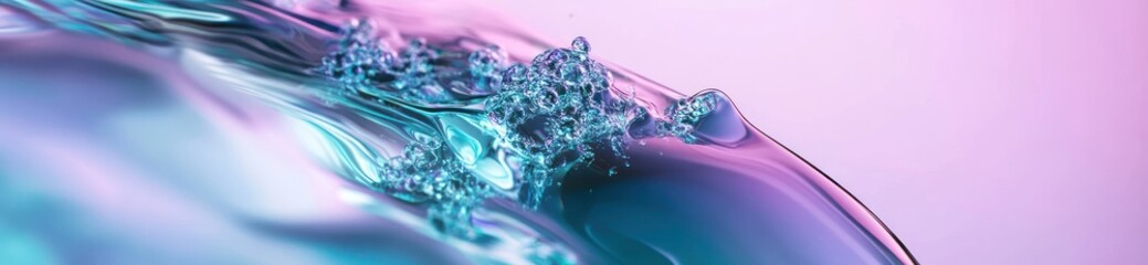 Leinwandbilder - Abstract depiction of flowing water with bubbles against a gradient background.