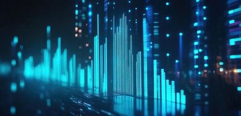 Aufkleber - Abstract visualization of sound waves in vibrant blue tones.