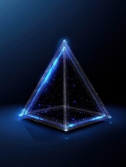 Poster - Digital art creation 3d holographic pyramid virtual space graphic design dark environment abstract conceptual view