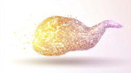 Poster - A stylized, abstract representation of a whale made of glowing particles.