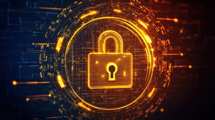Poster - A digital padlock symbolizing cybersecurity and data protection.