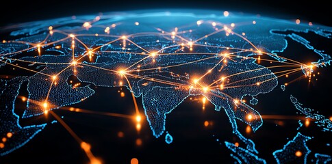 Aufkleber - a digital globe with glowing connections illustrating global networks and communication. the image p