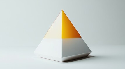 Poster - A modern, geometric pyramid sculpture with a gradient orange and white color scheme.