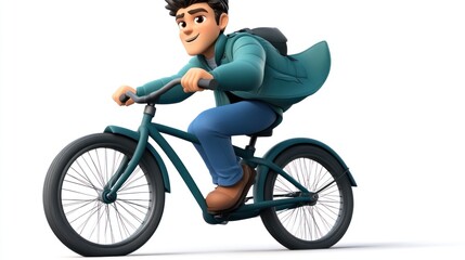 Poster - A young man riding a bicycle, showcasing a sense of adventure and leisure.
