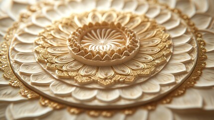Poster - Intricate golden floral design featuring layered petals and a central motif.