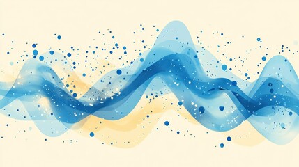 Aufkleber - Abstract wavy design with blue and yellow hues, featuring splashes and soft gradients.