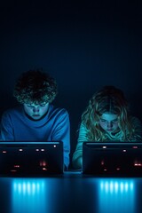 Aufkleber - cyberbullying + internet + behavior, a split-frame scene of a bully and the victim showing contrasti