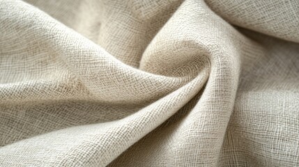 Poster - Close-up of textured beige fabric, showcasing its weave and softness.