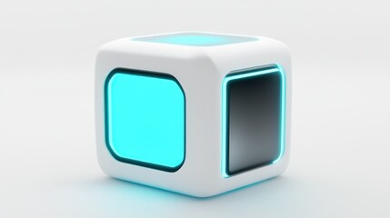 Fototapete - A futuristic cube with glowing edges, possibly a tech device or decorative object.