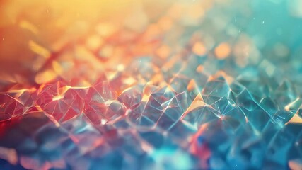 Poster - A polygonal mesh with warm, gradient colors, creating a dynamic and modern digital art composition.