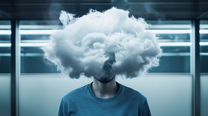 Poster - cyberbullying + impact + safety, visual metaphor of a person shielded from digital storm clouds, upl