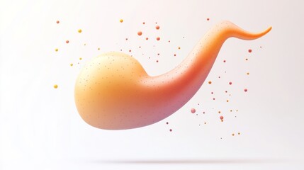 Poster - Abstract representation of a sperm cell with a smooth gradient and floating particles.